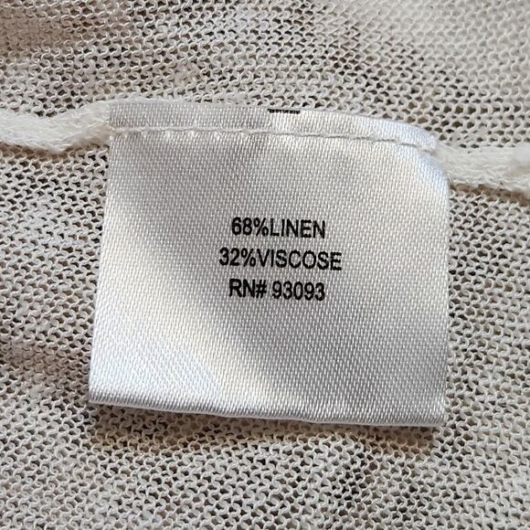 Tyler Boe Linen Blend Red White Striped Tunic Top Long Sleeve Semi Sheer Size XL - Picture 7 of 10